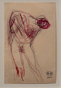 Femme à moitié nue, inclinée vers la droite