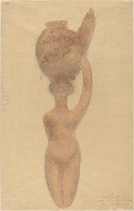 Femme nue portant un vase sur la tête