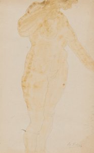 Femme nue debout, bras gauche étendu