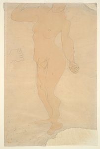 Nu debout (tête partiellement coupée par le bord du papier)