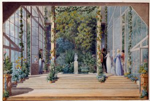 Visite à la serre chaude du château de Malmaison Aquarelle d