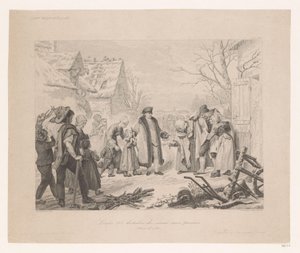Louis XVI en visite dans un quartier pauvre
Louis XVI distribue des secours aux pauvres (titre sur l