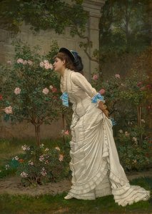 Dame sentant des roses - Auguste Toulmouche