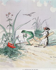 La grenouille et le rat - dans « Fables de La Fontaine », ill. par Auguste Vimar (1851-1916), Tours, chez A. Mame & Fils - Auguste Vimar