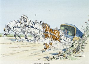 Le coche et la mouche - dans les "Fables de La Fontaine", ill. par Auguste Vimar (1851-1916), Tours, chez A. Mame & Fils - Auguste Vimar
