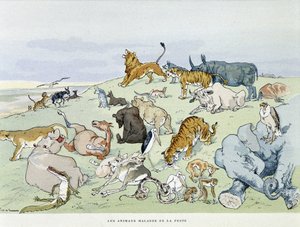 Les animaux malades de la peste - dans "Les Fables de la Fontaine", ill. par Auguste Vimar (1851-1916), Tours, chez A. Mame & Fils - Auguste Vimar