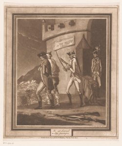 Soldats avec deux prisonniers près de la tour - Auguste de Bouillé