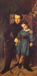 Victor Hugo (1802-85) et son fils, François-Victor, 1836 - Auguste de Chatillon