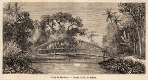 Un pont en bambou dans la jungle près du mont Salak