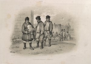 Constructeurs buvant du Sbiten De : La construction de la cathédrale Saint-Isaac, 1845 - Auguste de Montferrand