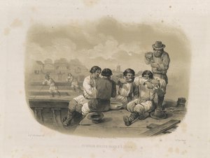 Constructeurs sur un bateau De: La construction de la cathédrale Saint-Isaac, 1845 - Auguste de Montferrand
