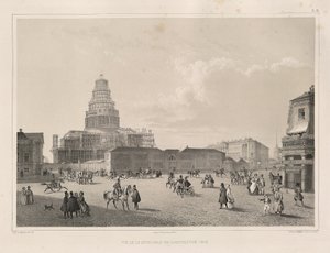 Travaux de construction en 1838. De : La construction de la cathédrale Saint-Isaac, 1845