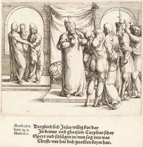 Le Christ est moqué, et Caïphe déchire ses vêtements - Augustin Hirschvogel