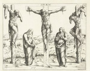 Christ en croix avec Marie et Jean