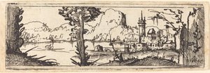 Paysage avec lac et ville - Augustin Hirschvogel