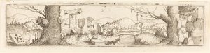 Paysage avec un ruisseau et des ruines - Augustin Hirschvogel