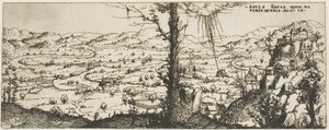 Paysage avec un arbre au centre du premier plan - Augustin Hirschvogel