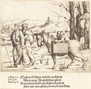 Moïse retourne en Égypte depuis Madian, 1549 - Augustin Hirschvogel