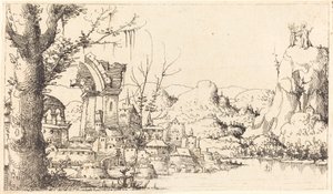 Paysage fluvial avec la tentation du Christ, 1545 - Augustin Hirschvogel