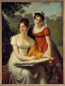 Portrait des dames Duval. Peinture par Jacques Augustin Catherine Pajou - Augustin Pajou