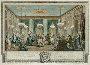 Le Bal en robe de soirée chez Monsieur Villemorien Fila, gravé par L. Provost