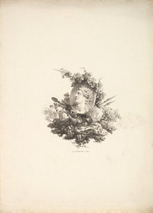 Vignette avec la tête de Bacchus sur une cornaline, Tome I, Page 242, de Description de..., 1778-80 - Augustin de Saint Aubin