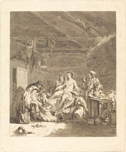 Le lever de la mariée russe (coutume des Russes après la cérémonie de mariage et avant le festin de noces) - Augustin de Saint Aubin after Jean Baptiste Le Prince
