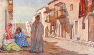 Une rue de Biskra (lithographie couleur) - Augustine Fitzgerald