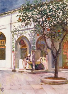 Fontaine dans la cour de la Grande Mosquée, Alger (lithographie couleur) - Augustine Fitzgerald