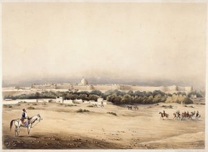 Sir Charles Napier au premier plan suivi de son escorte de cavaliers de Scinde, Hyderabad, vers 1850