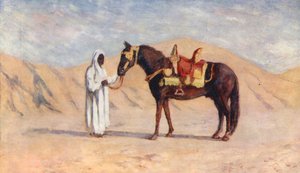 Le cheval du Bash Aga, Biskra (lithographie couleur)