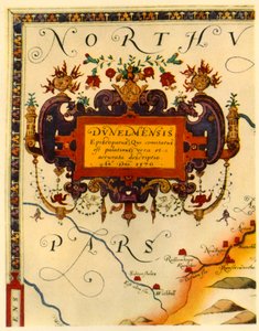 Cartouche par A. Ryther sur la carte de Saxton de Durham, 1576 - Augustine Ryther