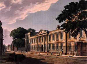 Façade du Emmanuel College, Cambridge, de 