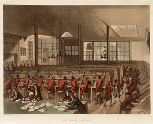 Le bureau de poste, vers 1808 - Augustus Charles Pugin, Thomas Rowlandson