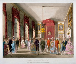 Le salon de dessin au palais de St James, Westminster, Londres, 1809 - Augustus Charles Pugin, Thomas Rowlandson