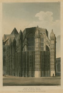 Chapelle Henri VII, abbaye de Westminster, Londres, montrant deux pinacles de rénovation - Augustus Charles Pugin