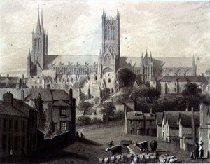 Cathédrale de Lincoln depuis le Sud - Augustus Charles Pugin