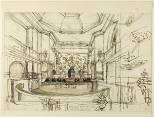 Étude pour la Cour des plaidoiries, Westminster Hall, du Microcosme de Londres