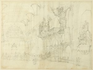 Étude pour Guild Hall, de Microcosm of London - Augustus Charles Pugin