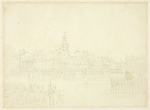 Étude pour la garde montante, St James Park, de Microcosm of London - Augustus Charles Pugin