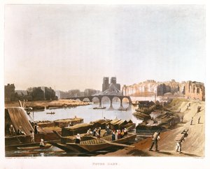 Notre Dame, Île de la Cité, Île Saint-Louis et le Pont de la Tournelle, 1821 - Augustus Charles after Pugin