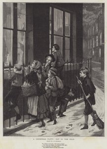 Une fête de Noël, dehors dans le froid - Augustus Edward Mulready