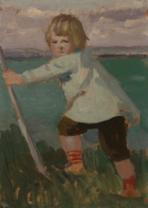 Garçon sur une falaise appuyé sur un bâton - Augustus John