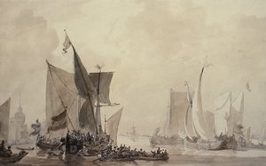 Scène marine avec navires hollandais - Augustus Wall Callcott