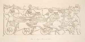 Guerriers assyriens en bataille, des Monuments de Ninive, pub. 1849 - Austen Henry Layard