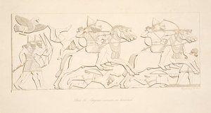 Guerriers assyriens à cheval, des Monuments de Ninive, pub. 1849 - Austen Henry Layard