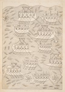 Ennemis des Assyriens se réfugiant dans des navires (Kouyunlik), des Monuments de Ninive, pub. 1849 - Austen Henry Layard