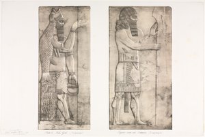Monuments de Ninive : Planche 6, Dieu-Poisson (Nimroud); Figure près d