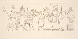Le roi recevant des prisonniers, des Monuments de Ninive, pub. 1849 - Austen Henry Layard