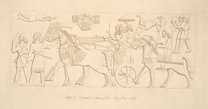 Retour triomphal du roi de la bataille, des Monuments de Ninive, pub. 1849 - Austen Henry Layard